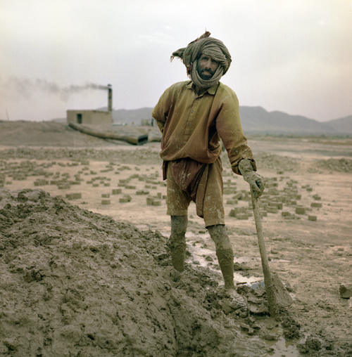 Afghan laborer at brick factory